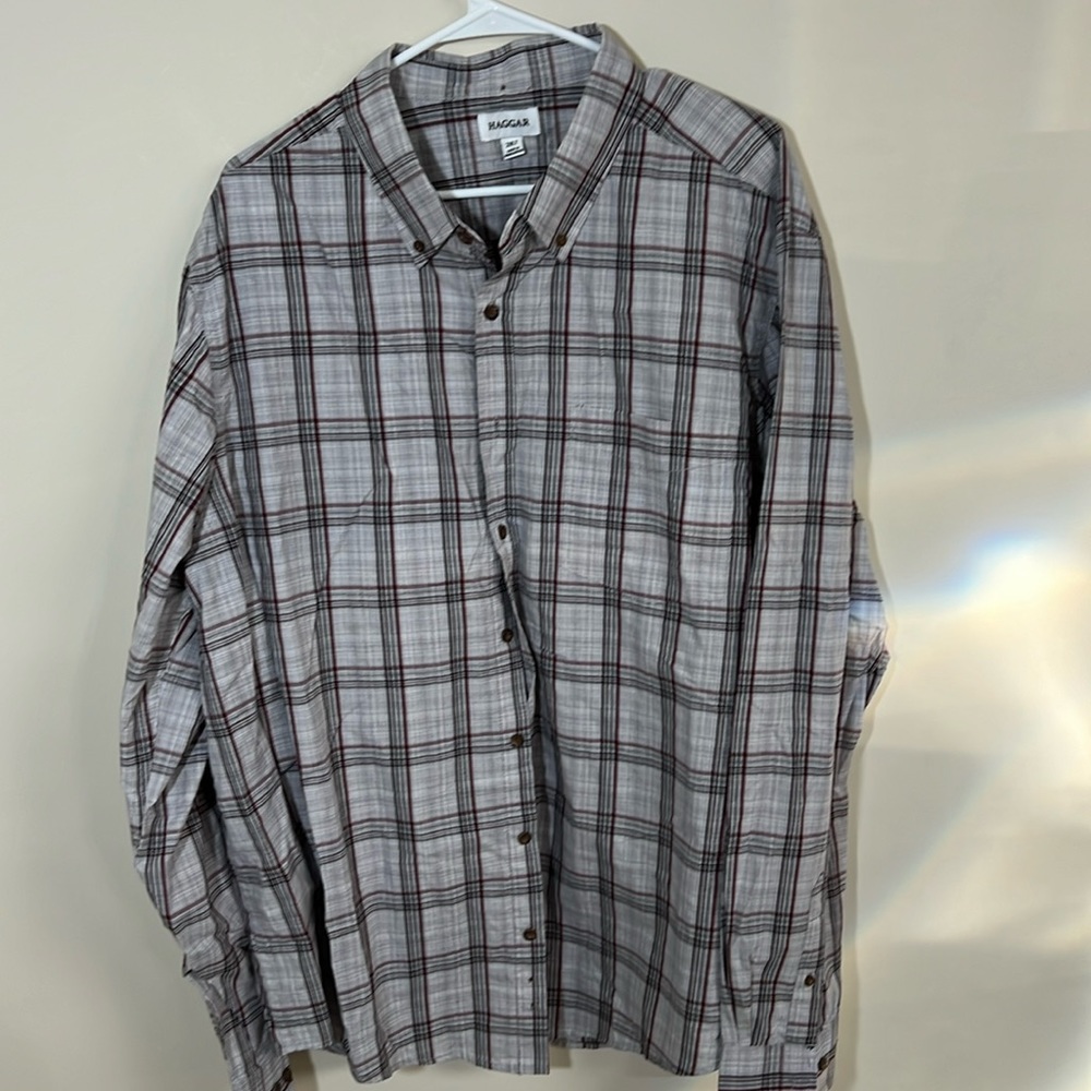 Haggar Casual Button Down Gray 2XLT